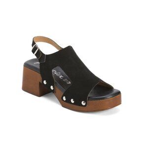 VALERIAS Black Made In Spain Suede Studded Clog Heel Sandals